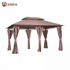 10 \\\\ \'x 13 \\\\\' Gazebo de pergola molle extérieur avec rideaux, gazebo à cadre en acier à 2niveaux pour patio, Khaki