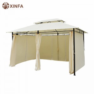 10 \\\\ \'x 13 \\\\\' Pergola de gazebo molle extérieur avec rideaux, gazebo à cadre en acier à 2niveaux pour patio, blanc crème