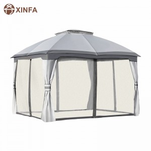 10 \\\\ \'x 12 \\\\\' Gazebo extérieur Patio Gazebo Canopy Shelter W/double Vented Roof, Mesh Sidear à glissière, gris
